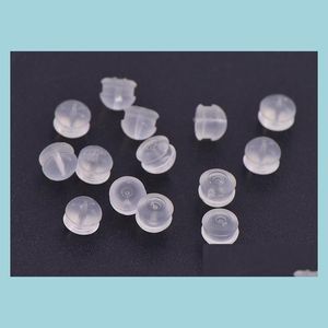 Pendiente Volver Sile Ear Nuts Post Stopper Hallazgos Ronda Transparente Clear Backs Stoppers Diy Componentes de joyería Earnuts Stud Drop Deli Dh6Yx