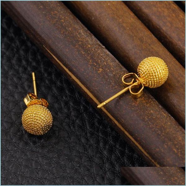 Boucle d'oreille Retour Sky Talent Bao 10Mm Femmes Mode Bijoux Naturels Or 24K Gf Boucle D'oreille Mariage Nouveau Stud Rond Éthiopien Dhseller2010 Dhlev