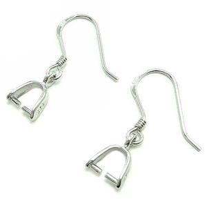 Boucle d'oreille Trouver des épingles bails 925 blancs de boucle d'oreille en argent sterling avec bails convertisseur de boucle d'oreille bricolage fils d'oreille français 18mm 20mm CF013 5 paires / lot