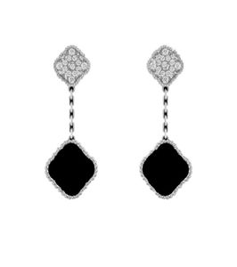 Boucle d'oreille pour femmes Designer de luxe Boucle d'oreille pendante Trèfle à quatre feuilles bijoux design Boucles d'oreilles cadeau de Noël en acier inoxydable lux9375627