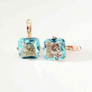Boucles d'oreilles Boucles d'oreilles de luxe Rose Gold Color Jewelry Light Blue Cubic Zircon Designs for Women Fashion
