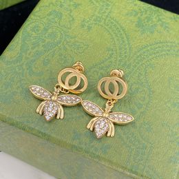 Oorr nieuwe vintage brief g bee hanger stud oorbellen voor vrouwen designer sieraden modemerk feestcadeau