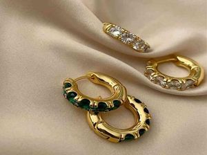 Boucles d'oreille S925 SERRING Silver French Emerald Crystal Boucles d'oreilles femmes Boucle d'oreilles de la cour de mode High Sense2579115