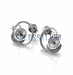 Earring Settings Star and Moon Design 925 Sterling Silver Diy Mountings sieraden bevindingen voor Pearl Party691811111