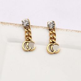 Earring stud 20style plaqué or marque boucle d'oreille concepteur Double lettre géométrie pendentif Stud femmes cristal fête de mariage bijoux accessoires