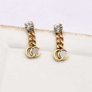 Earring stud 20style plaqué or marque boucle d'oreille concepteur Double lettre géométrie pendentif Stud femmes cristal fête de mariage bijoux accessoires