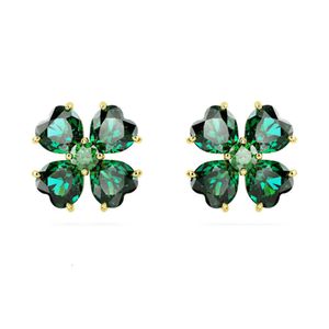 Oorbel Swarovskis Designer Jewels Originele kwaliteit Groene Lucky Grass-oorbellen voor vrouwen met behulp van zwaluwelementen Kristallen Four Leaf Grass-oorbellen