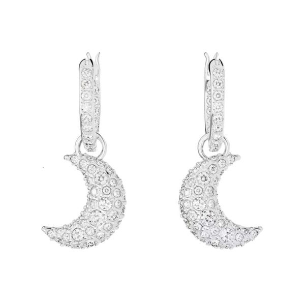 Boucles d'oreilles Swarovskis Bijoux de créateur Qualité originale Luna Moon Boucles d'oreilles pour femmes avec lumière étincelante Boucles d'oreilles exquises d'un mois en cristal d'élément