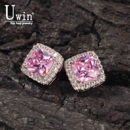 Oorbel UWIN vierkante zirkonia roze oorbellen vrouwen bling micro verharde kubieke zirkoon mode-sieraden cadeau