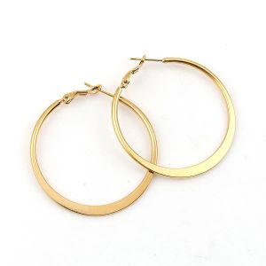 Boucles d'oreilles 1 paire 316 Boucles d'oreilles cercle en acier inoxydable Gold Color Round Round Ooys Brings pour femmes Fashion Fashion Bijoux d'oreille tendance 40 mm de dia.