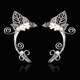 Boucles d'oreilles 1 pc chic elfe manchette perle de fleur creuse cosplay Cospie de boucle d'oreille pour femmes bijoux d'oreille de mariage pour femmes