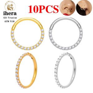 Oorbellen 10PCS G23 Titanium ASTM F136 Ronde Hoepel Oorbellen CZ Zirkoon 16G Neus Septum Ringen Vrouwen Oor Tragus kraakbeen Piercing Sieraden