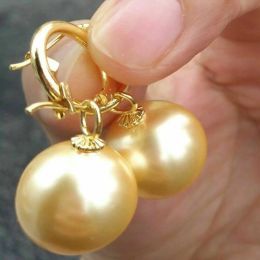 Boucles d'oreilles 16 mm mode naturel doré rond de mer coquille de mer perle boucles d'oreilles en or cadeaux de vacances de Pâques