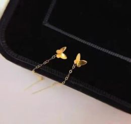 Oorbellen 18k gouden oorbellen voor dames vlinderoorbellen lange oorbellen twee kleuren au750 sieraden