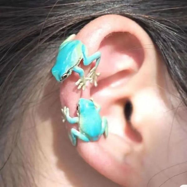 Boucles d'oreilles 1pair Creative Frog Clip d'oreille pour femmes mignonnes poteaux d'oreille d'animaux mignons sans clip d'oreille d'oreille percée 2024 Bijoux cadeau de fête