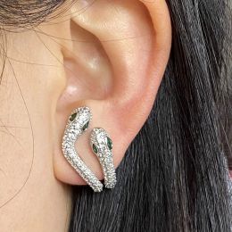 Boucles d'oreilles 1pc mode élégant arc-en-ciel zircon serpent boucles d'oreilles pour femmes fille punk wrap oreille manchette étouffe de boucle d'oreille bijoux de piercing