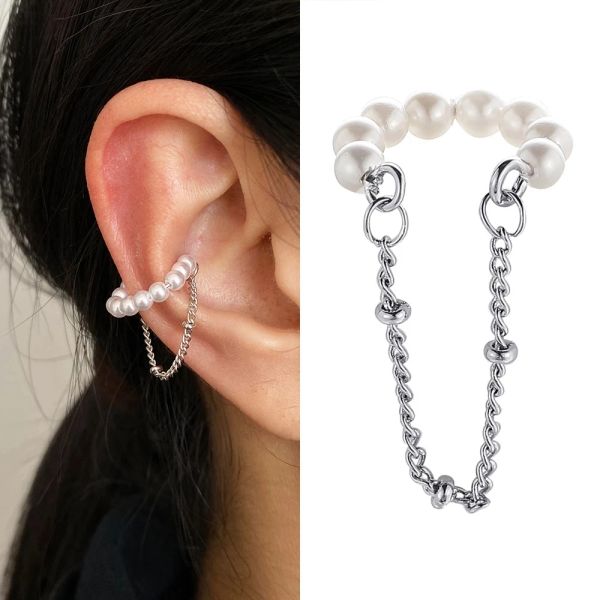 Pendientes 1 PC Moda Clips de oreja de perlas Plata Puerno para mujeres Hombres no Piercing Cartílago falso Pendientes de joyas al por mayor
