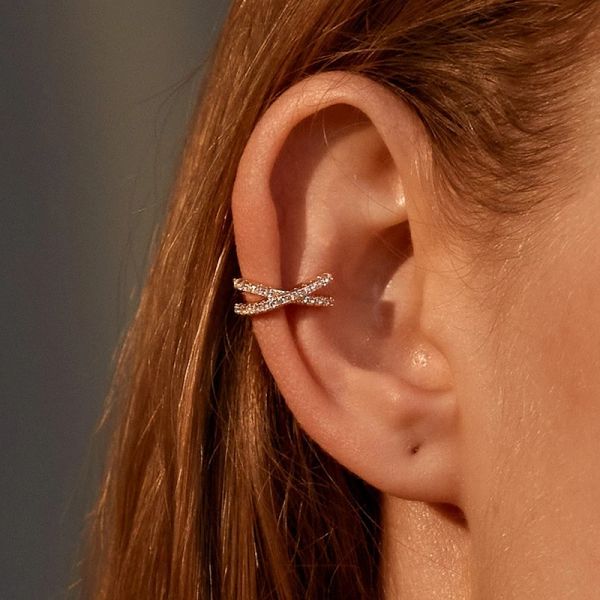 Pendientes 1 PC Punk Metal Ear Ear oreja para mujeres sin perforación C de forma geométrica Geométrica Pequeña oreja envoltura auricular clips joyas
