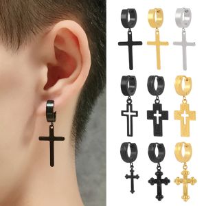 Boucles d'oreilles 1pcs 316l en acier inoxydable boucles d'oreille boucles d'oreilles pour hommes femmes croix de boucle d'oreille pendante oreille de boucles d'oreille pour hommes bijoux gothique