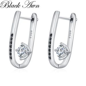 Oorbellen 2023 Nieuwe zwarte hoepel oorbellen voor vrouwen klassieke zilveren kleur trendy spinel engagement mode sieraden