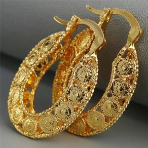 Boucles d'oreilles 2024 Couleur en or jaune classique boucles d'oreilles en métal pour femmes exagérées luxe creuse grande déclaration de boucles d'oreille bijoux cadeaux