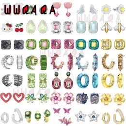 Boucles d'oreilles 2024 Original Flore Fine Jewelry Charms Pink Teddy Gema Gema Autrichie Crystal Fashion High Quality Women's Oredings With Logo