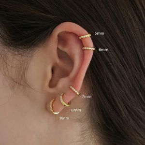 Oorbellen 2 van de roestvrij staal Minimale hoepel oorbellen Crystal Zirconia Small Huggie Dunne kraakbeen Earring Helix Tragus Piercing sieraden