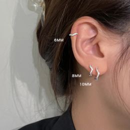 Boucles d'oreilles 2pcs en acier inoxydable à vague minimale Boucles d'oreilles Crystal Zirconia Small Huggie Murage d'oreille Boucle d'oreille Piercing Jewelry 2023 Nouveau