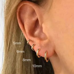 Boucles d'oreilles 515 mm en acier inoxydable boucle d'oreille minimaliste classique rond rond couleur boucle oreille pour femmes hommes minuscules cerceau de rock bijoux rock cadeau