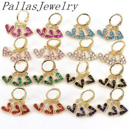 Oorbellen 5pairs, mode sprankelend kleurrijk hart CZ Huggie Hoop oorring, goud CZ Hoops, Rainbow Crystal Zirkon Heart Earring