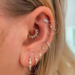 Boucles d'oreilles 6/8 / 10 mm Helix Conch Ear Ear Piercing Hoop Round Oreing Brings for Women 1pc Inravaid Zircon Gold Color Mini Circle Oreing Fashion Bijoux