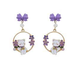 Oorbellen 6 paar /Lot mode sieraden metalen email Sakura bloembeer oorbel voor vrouwen