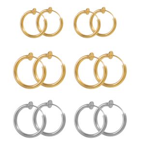 Boucles d'oreilles 6pcs Clip rétractable sur boucles d'oreilles cerceaux