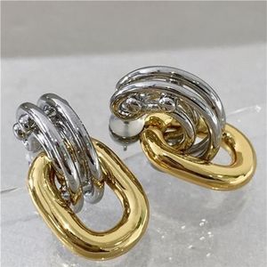 Boucles d'oreilles pendantes en argent 925, lustre Simple, français, américain, lettre en or givré, cercle métallique féminin, lumière de luxe, sens carré wi257V