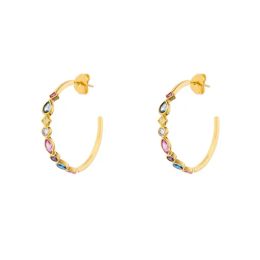 Boucles d'oreilles Aide 925 en argent Sterling coloré cristal cercle boucles d'oreilles arc-en-ciel Zircon C forme Piercing boucle d'oreille femmes luxe bijoux cadeau