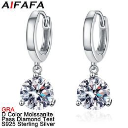 Oorbellen AIFAFA 0,5/1/2 karaat echte D-kleur Moissanite oorbellen Sparkle Lab Diamond S925 sterling zilveren oorknopjes sieraden groothandel