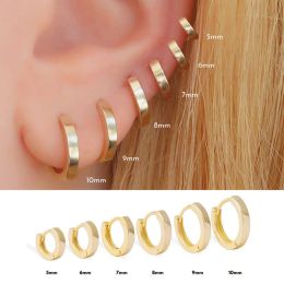 Boucles d'oreilles Andywen 925 Silver Silver Gold Plain 5 mm 6 mm 7 mm 8 mm 9 mm 10 mm Huggies Piercing Clips Hoop Luxury Clips Pendienne boucles d'oreille