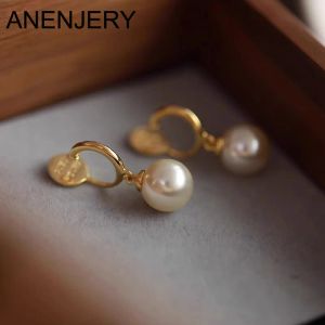 Boucles d'oreilles Aenjer Simulate Perle Disc Clip on Oreing For Women Girl Fake Piercing Gold Couleur Clip d'oreille Bijoux Eaute