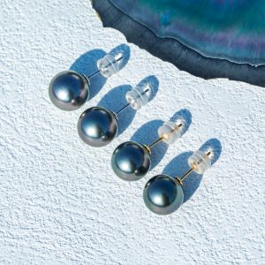 Boucles d'oreilles anujewel 18K Gold Tahitian Pearl Stud Oreads With Certificate AAA Grade High Luster Seawater Pearl Boucles d'oreilles pour femme