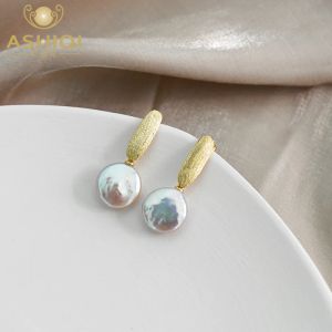 Oorbellen ashiqi natuurlijke zoetwater parel 925 sterling zilveren Koreaanse oorbellen temperament sieraden voor vrouwen