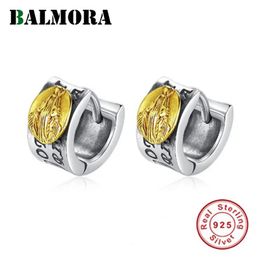 Boucles d'oreilles BALMORA Original réel 925 boucles d'oreilles en argent Sterling pour femmes hommes rétro Cool lettre oreille Stud saint valentin bijoux cadeau