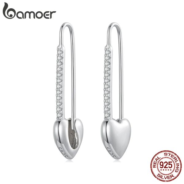 Boucles d'oreilles Bamoer 925 Bouton de bouton en cas de sterling en argent sterling boucles d'oreille en platine boucles d'oreilles en zircon plaqué pour les femmes bijoux à la mode