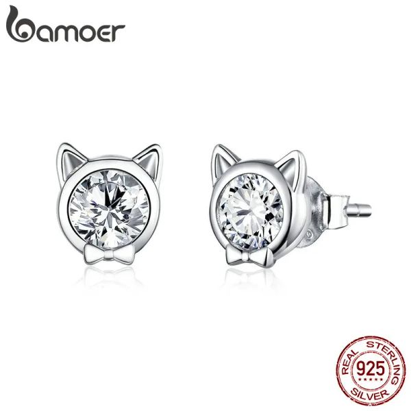 Boucles d'oreilles Bamoer Boucles d'oreilles mignonnes pour femmes 925 argent sterling minimaliste animal oreille goujons de fiançailles bijoux sce899