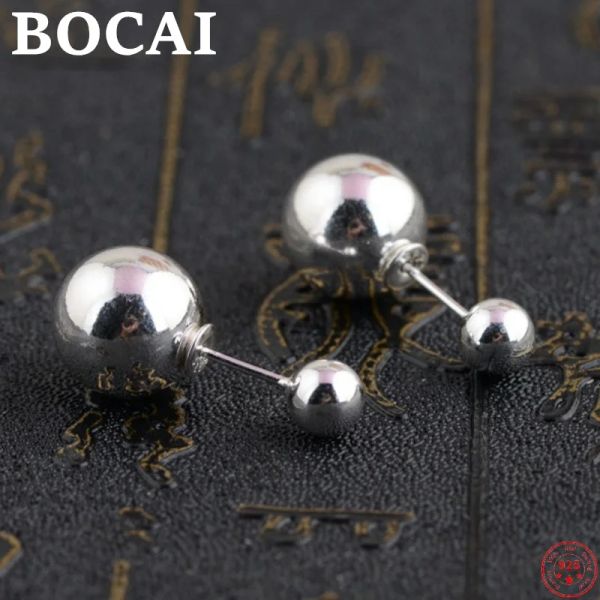 Boucles d'oreilles Bocai S925 Boucles d'oreilles en argent sterling pour femmes lisses de surface Asymétrie Stodotes d'oreille purs argentim bijoux livraison gratuite