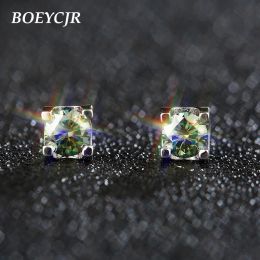 Oorbellen BOEYCJR S925 0.5/1/2ct Groene Moissanite VVS1 Fijne Sieraden Diamond Stud Earring Met Gra-certificaat voor Vrouwen