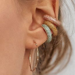 Boucles d'oreilles bohemian non percée oreille cz cons boucles d'oreilles cubes zirconi clip rond boucles d'oreille en strass