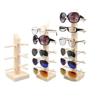 Pendientes Pulsera Joyería 2/3/4/5/6 Capas Madera Gafas de sol Display Rack Estante Anteojos Show Stand Holder para MTI Pares Gafas Sho DHZWD