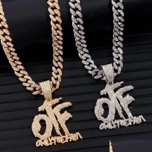 Boucles d'oreilles Bracelet Bijoux Hip Hop Seulement La Famille OTF Cristal Lettre Pendentif Colliers Pour Femmes Hommes Miami Glacé Chaîne Cubaine Ne Dhlfe