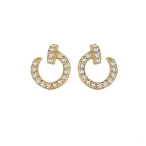 Boucles d'oreilles Carttiers Designer De Luxe Mode Femmes S925 Boucles D'oreilles En Argent Plein Diamant Boucles D'oreilles Rondes Premium Sense Petites Et Exquises Boucles D'oreilles