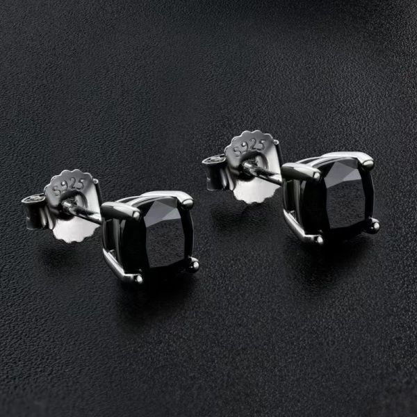 Boucles d'oreilles certifiées 1ct couleur noir Moissanite Boucles d'oreilles Femme Femme Men de poule à or sterling en argent sterling sterling boucles d'oreilles en diamant